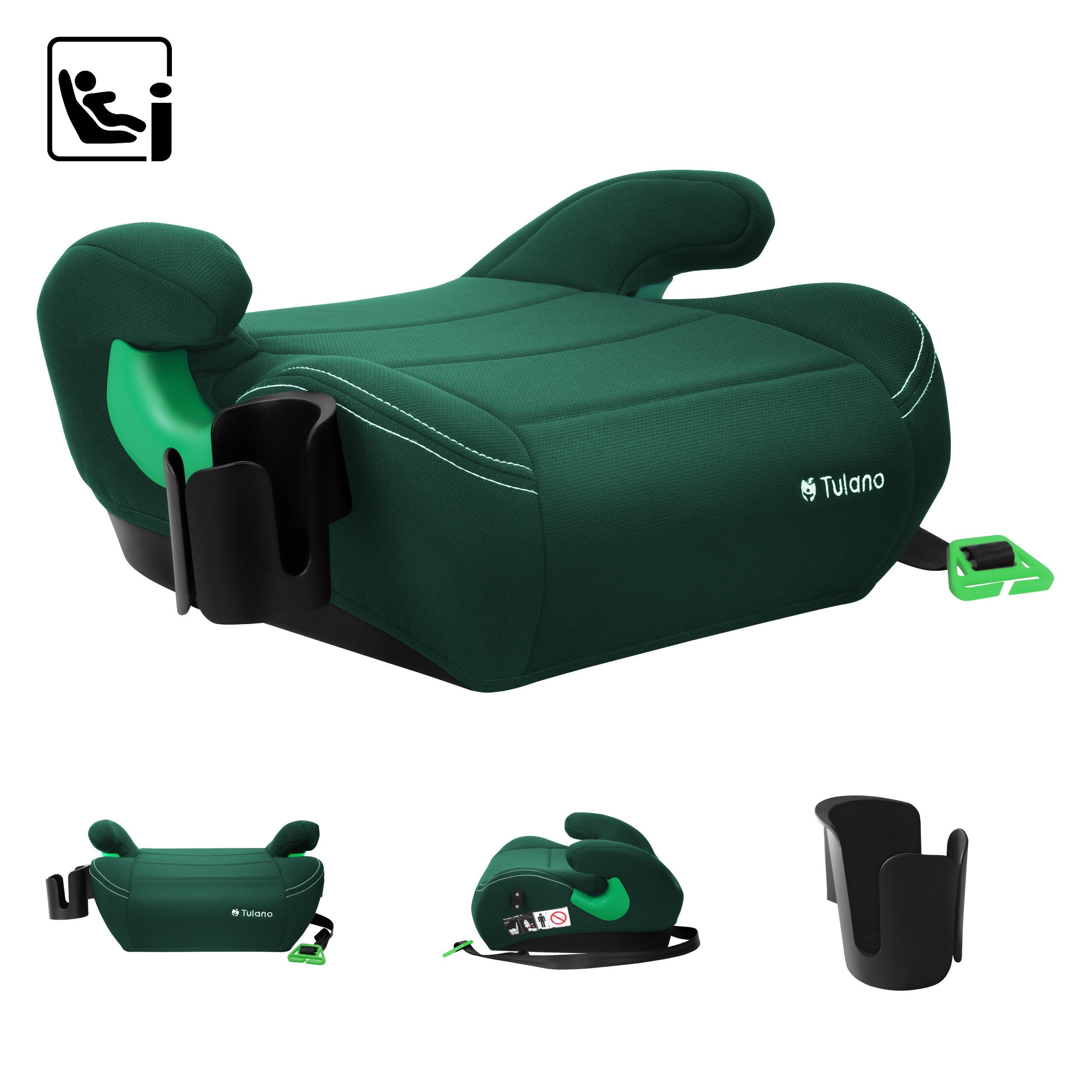 Detská autosedačka s podstavcom Tulano Cabby 25 Green 125–150 cm I-Size