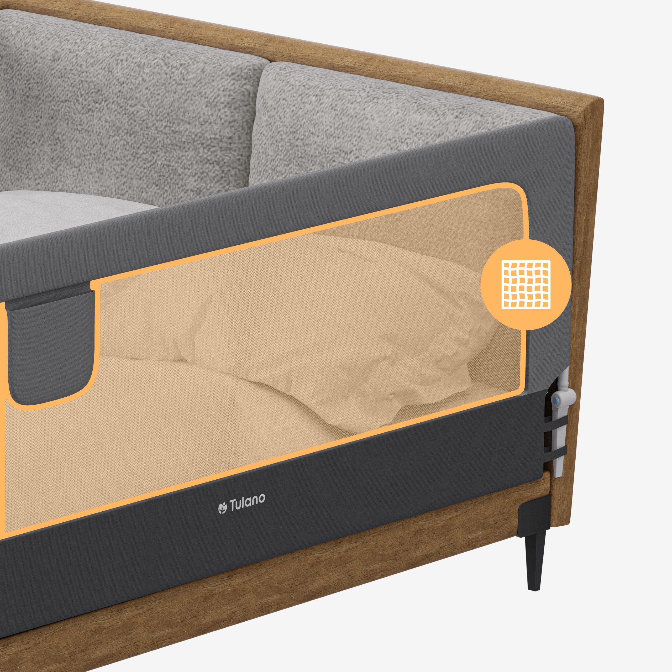 Ochranná zábrana k posteli 200 cm Tulano Cover 30 Grey