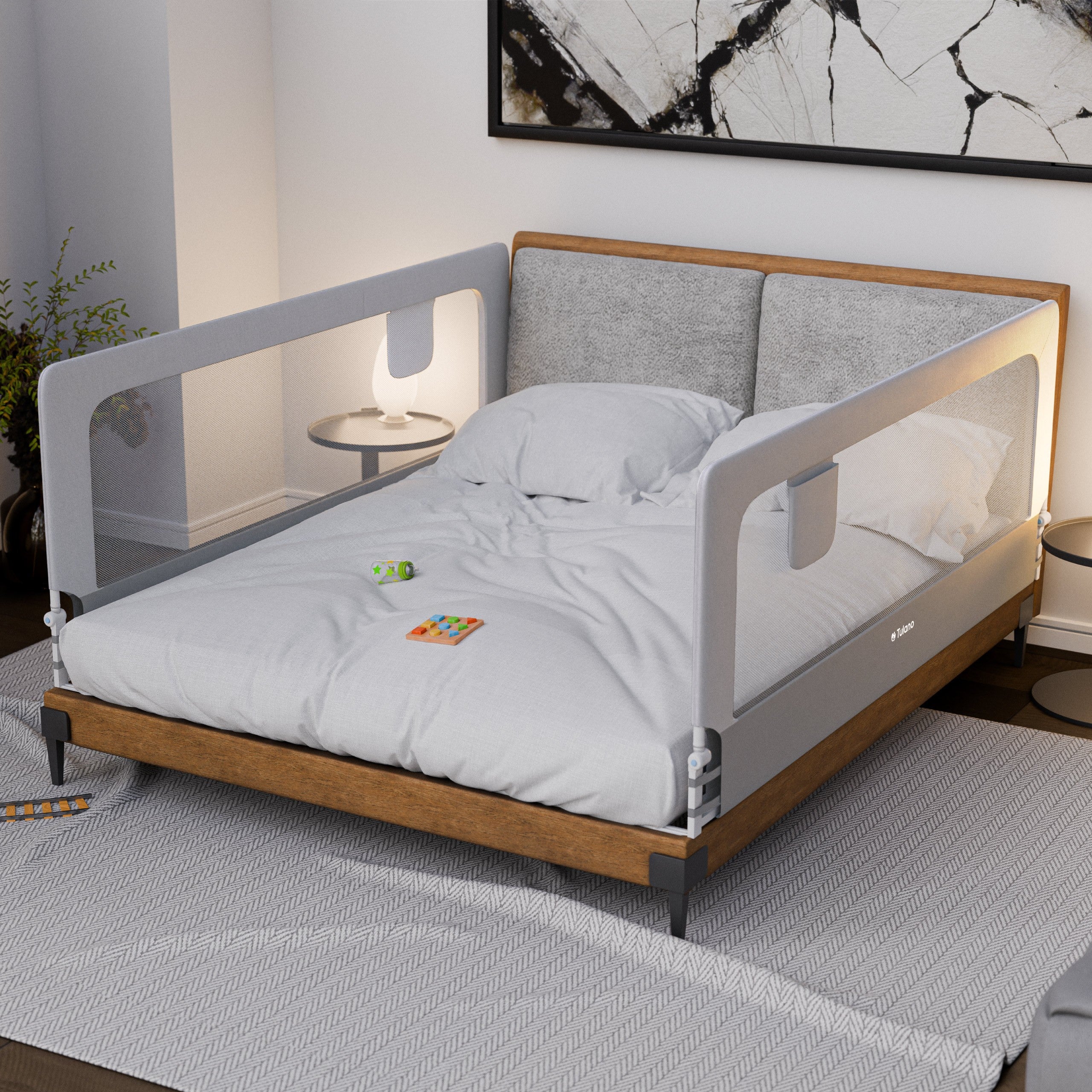 Ochranná zábrana k posteli 200 cm Tulano Cover 30 bielo-sivá