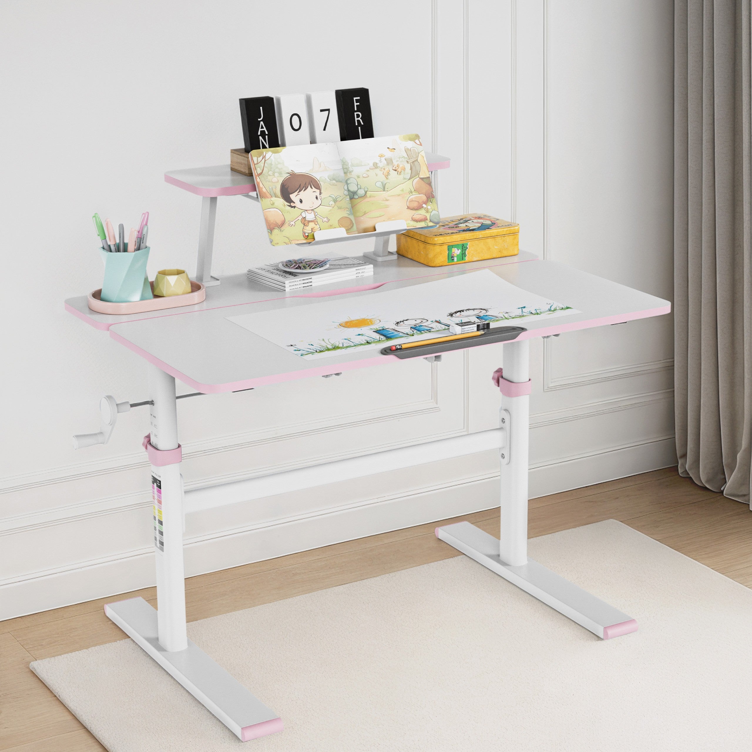 Detský stôl s nastaviteľnou výškou Mark Adler Study 3.7 Pink 90 cm