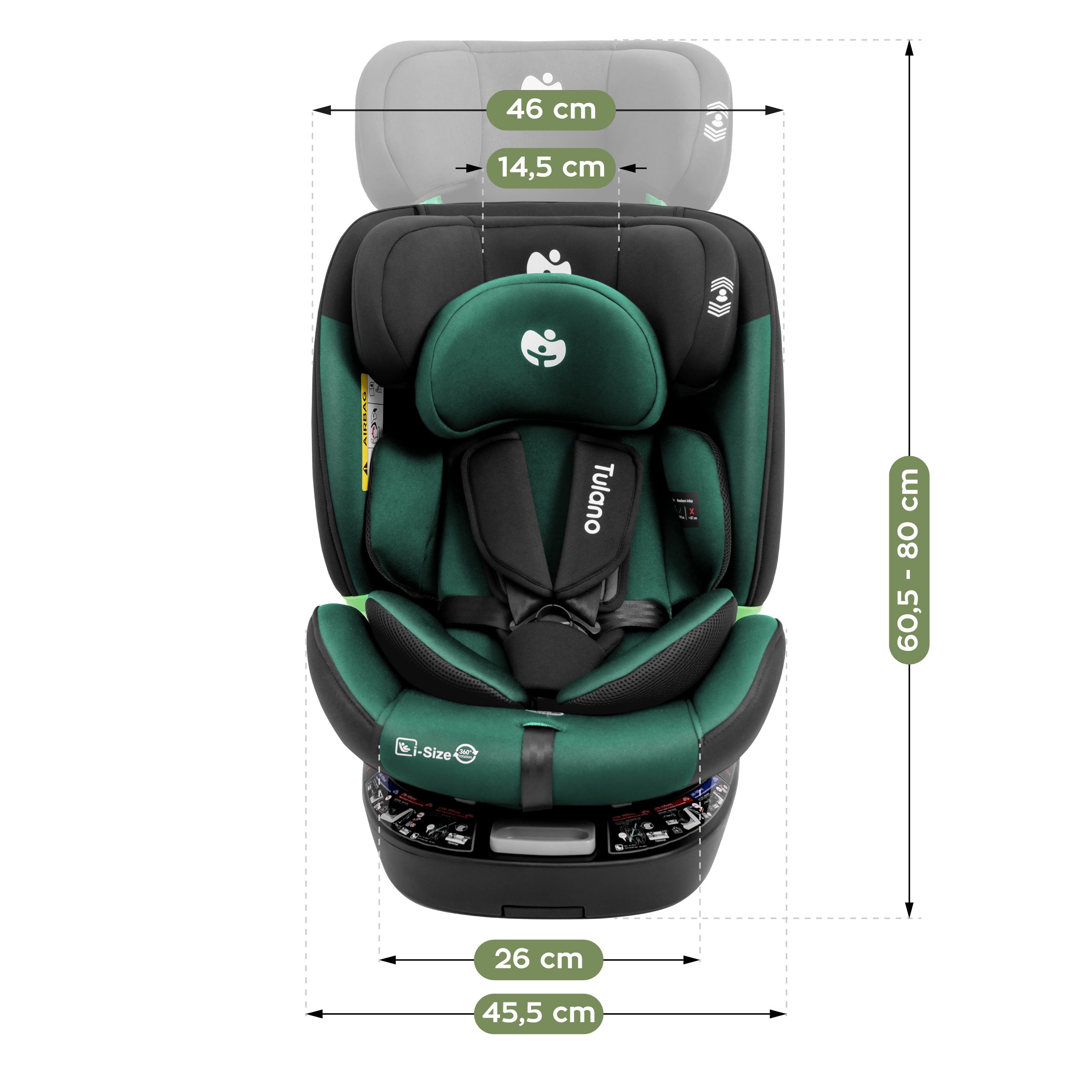 Otočná autosedačka Tulano Loom 35 čierna so zelenými prvkami