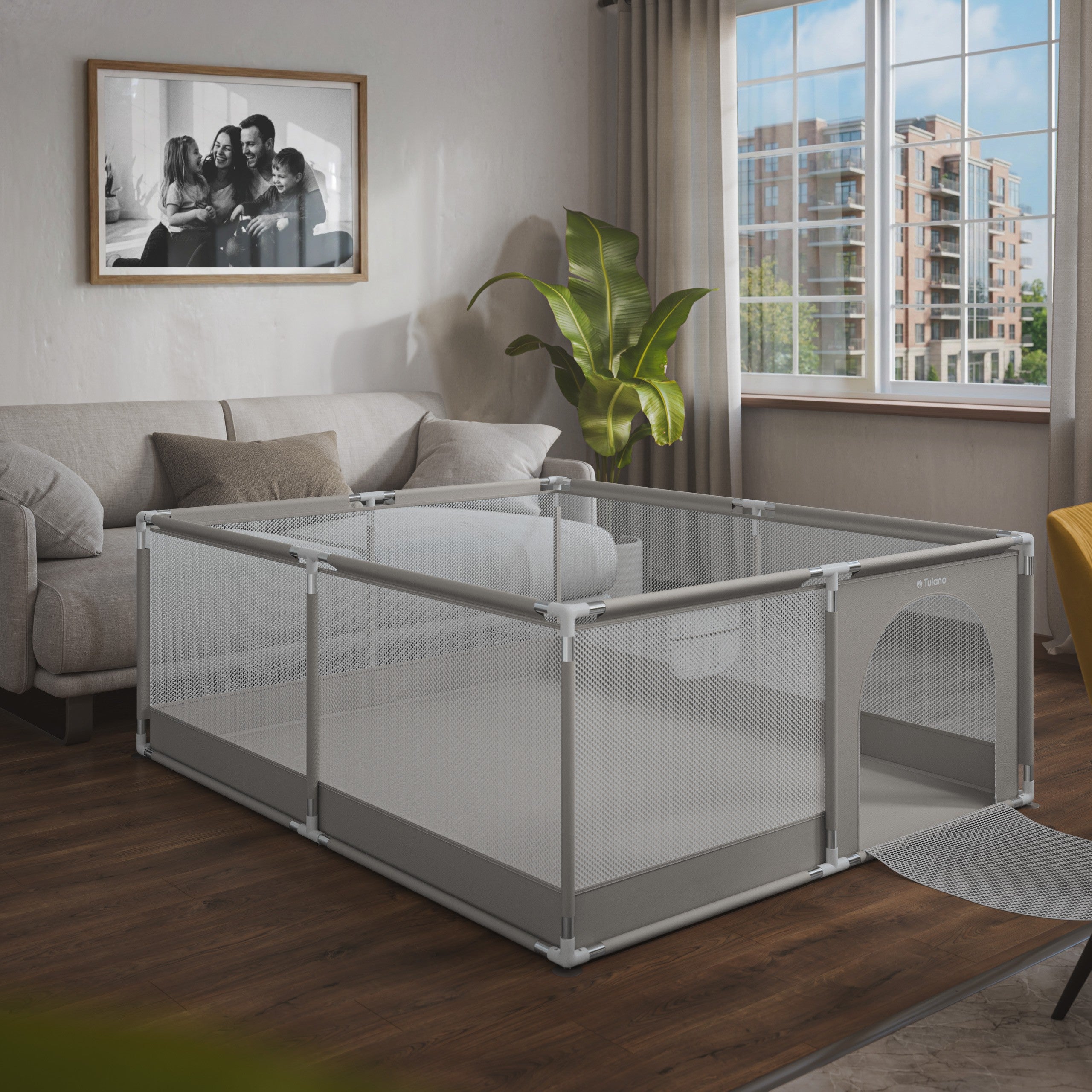 Detský ohrádka TULANO Cozy 25 Grey – 150 cm