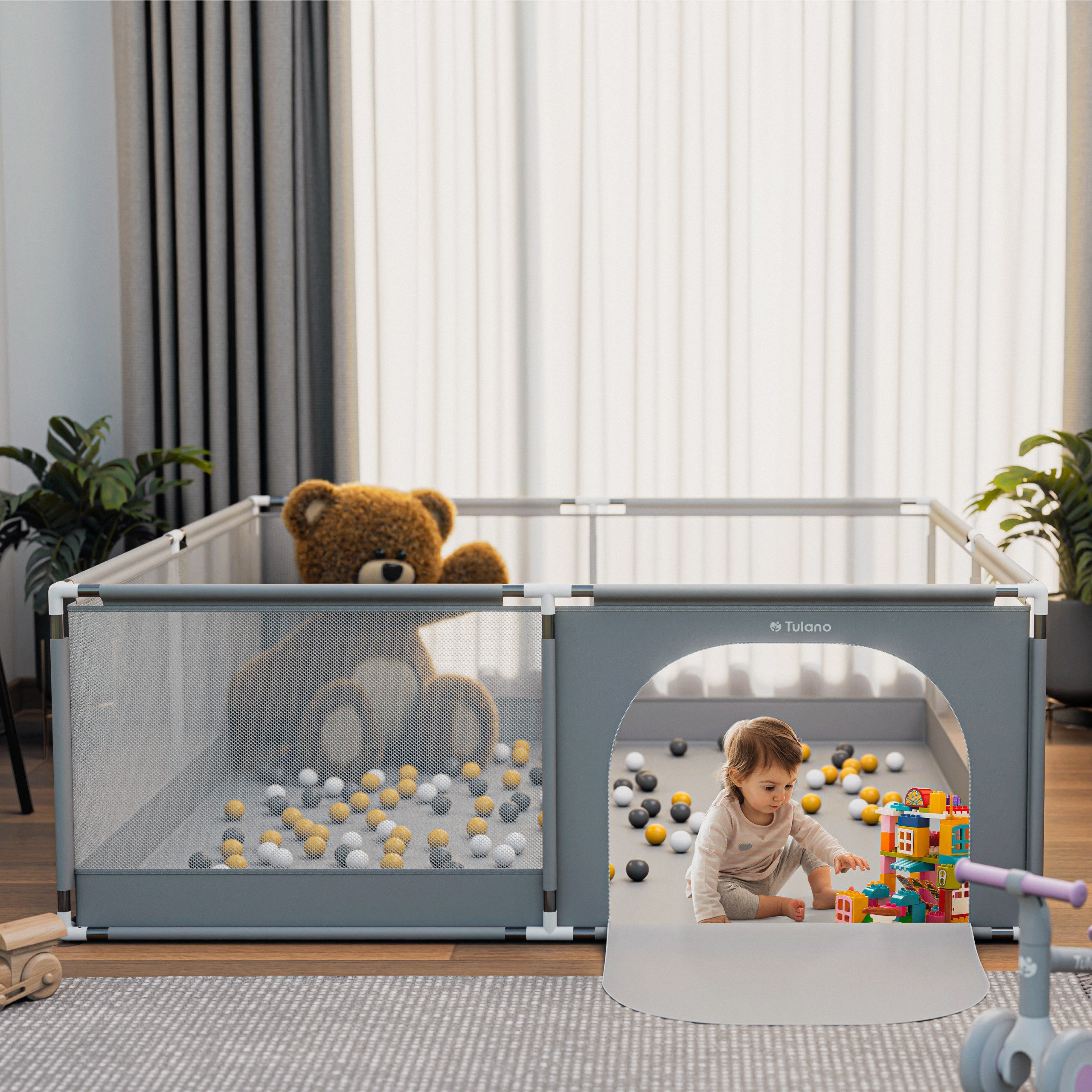 Detský ohrádka Tulano Cozy 28 Grey – 200 cm