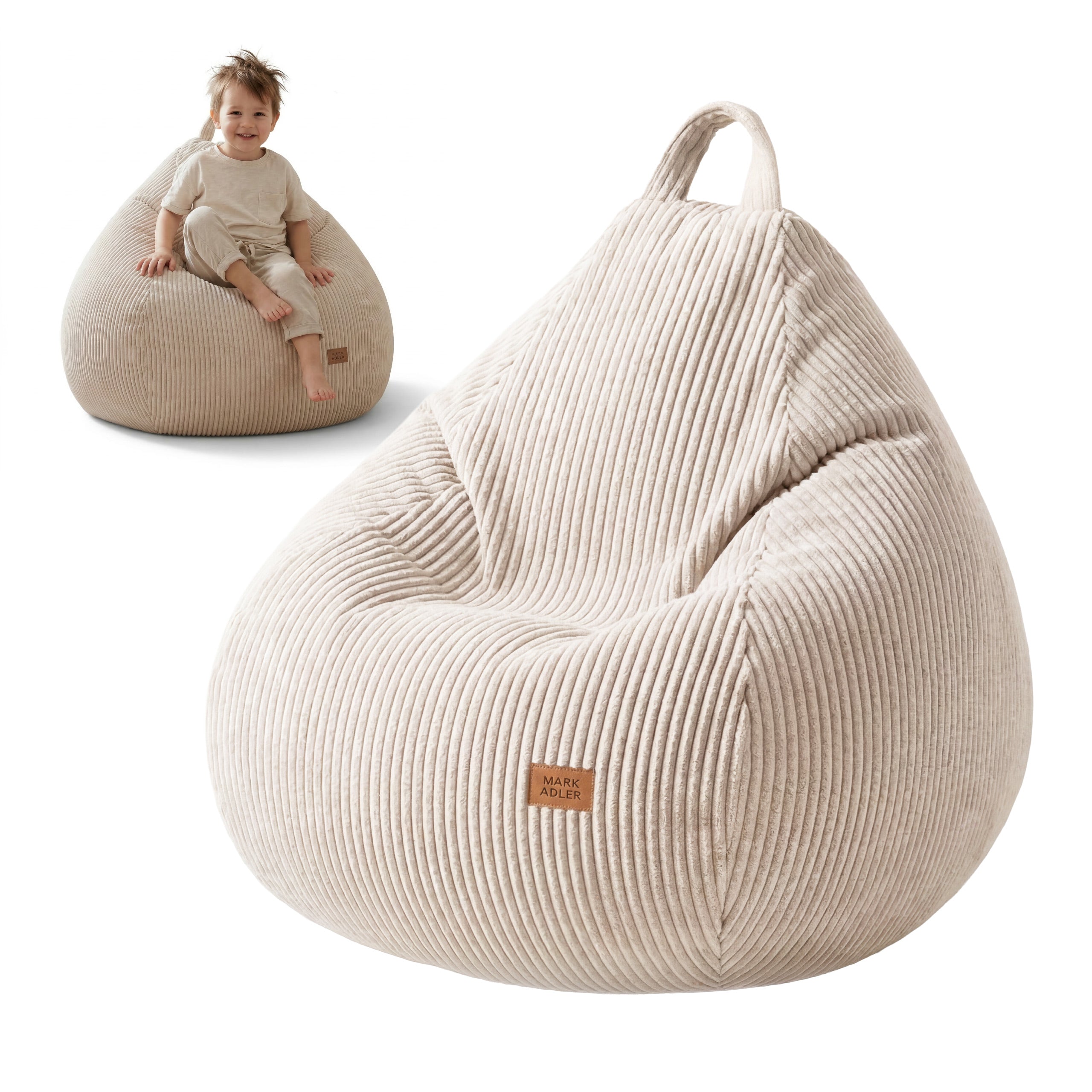Bežový vakový taburet z kordového materiálu Mark Adler Comfy 1.0 Beige