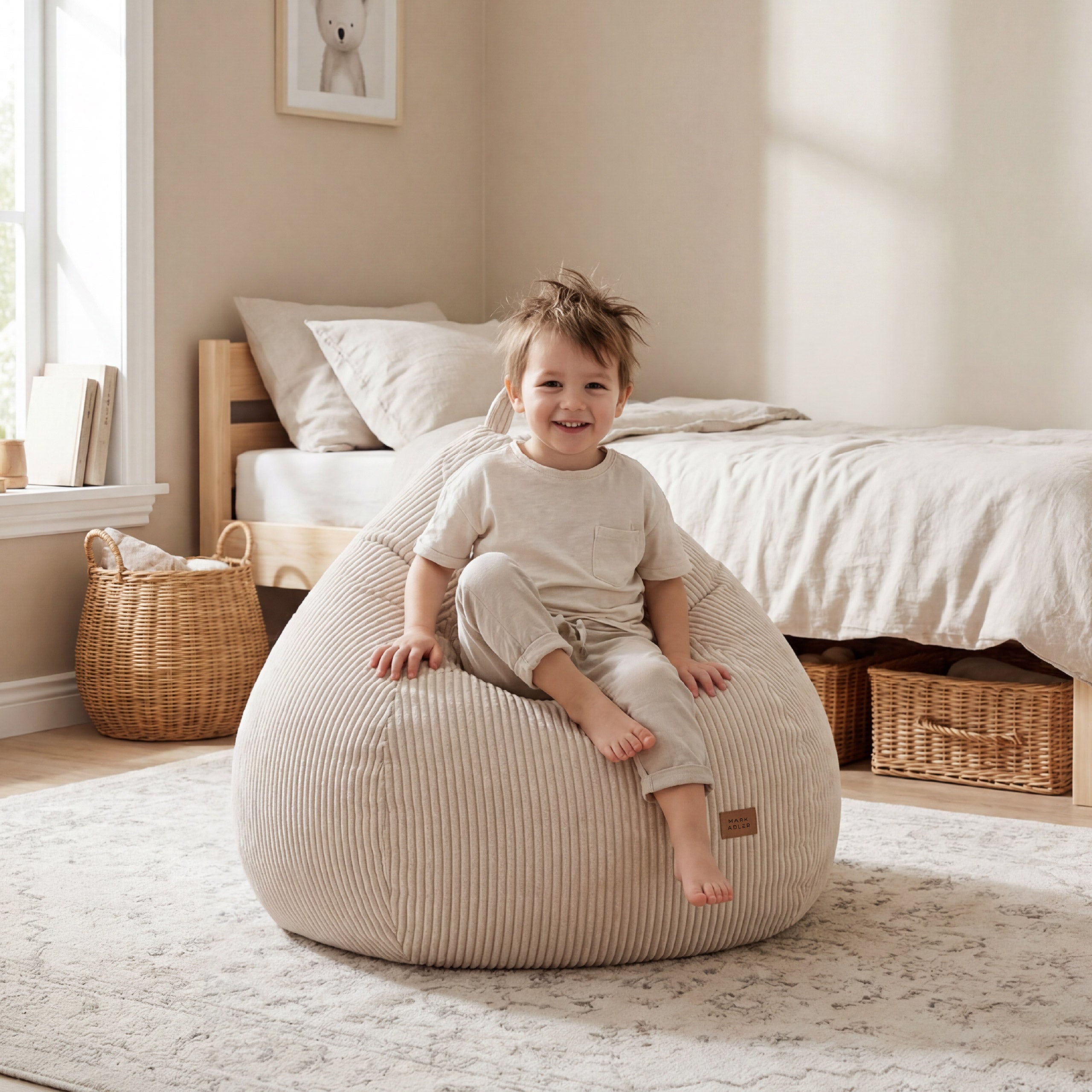 Bežový vakový taburet z kordového materiálu Mark Adler Comfy 1.0 Beige