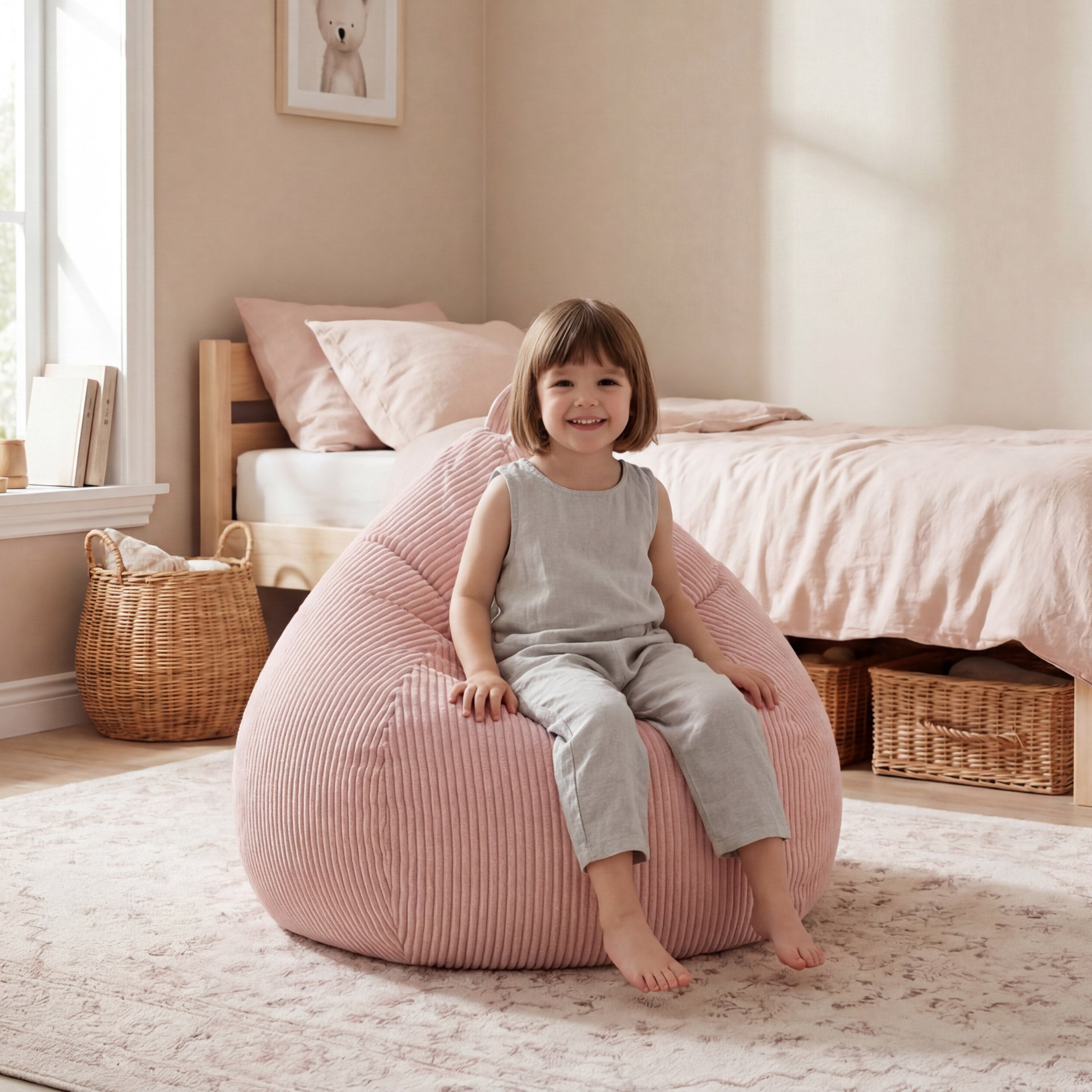 Štruková vaková taburetka, sivá, Mark Adler Comfy 1.0 Pink