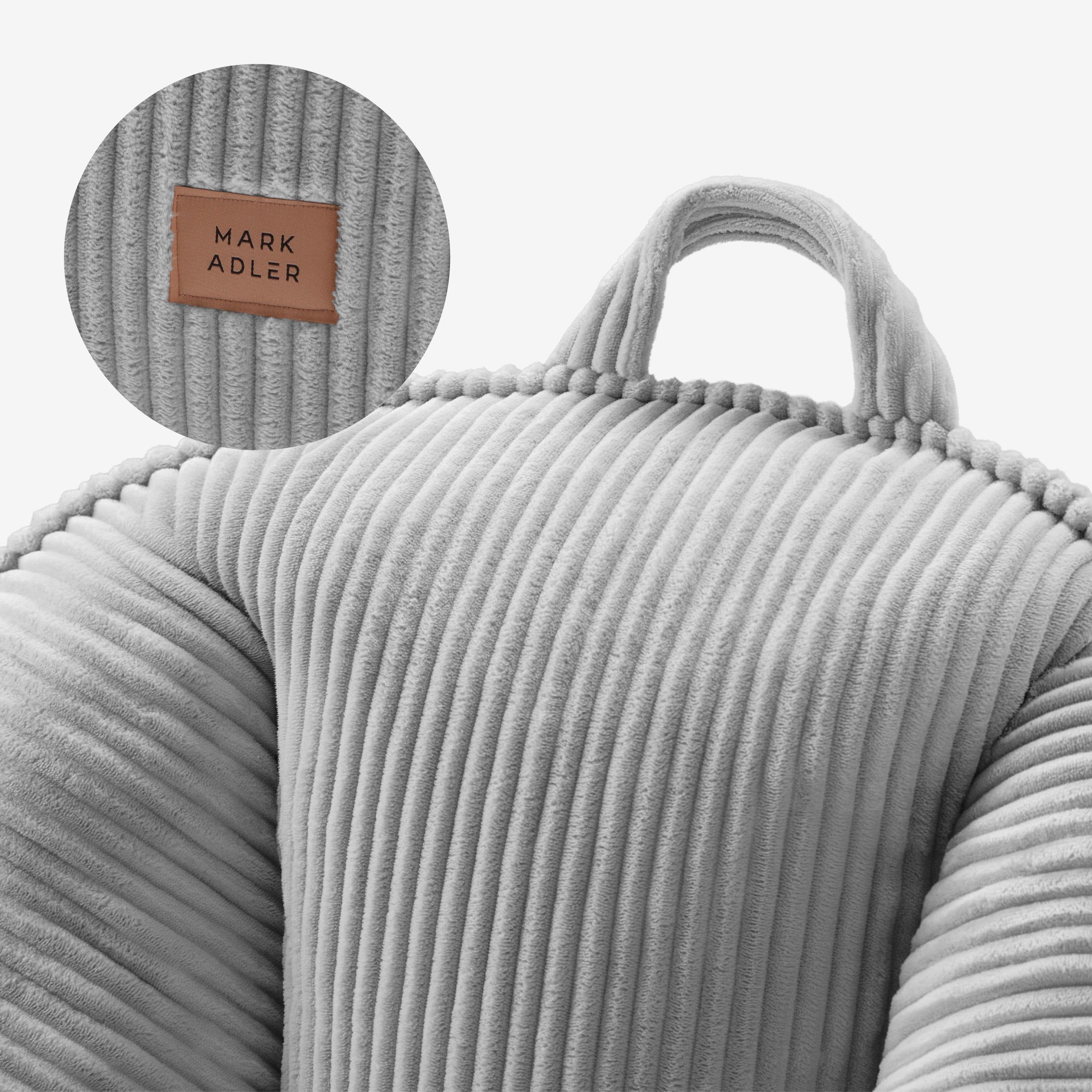 Manšestrové kreslo puf s operadlom Mark Adler Comfy 4.0 Grey