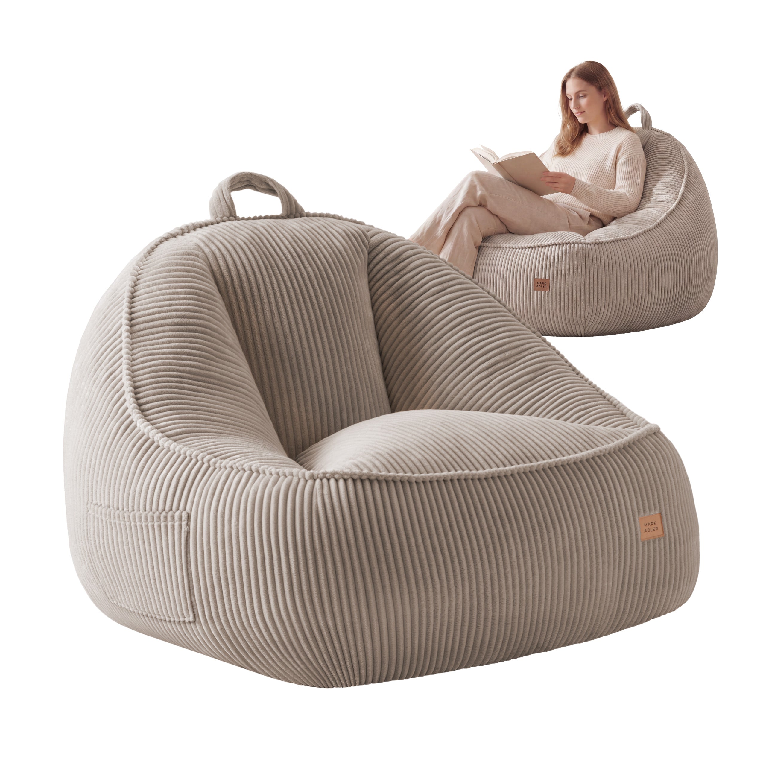 Manšestrové kreslo puf s operadlom Mark Adler Comfy 4.0 Taupe
