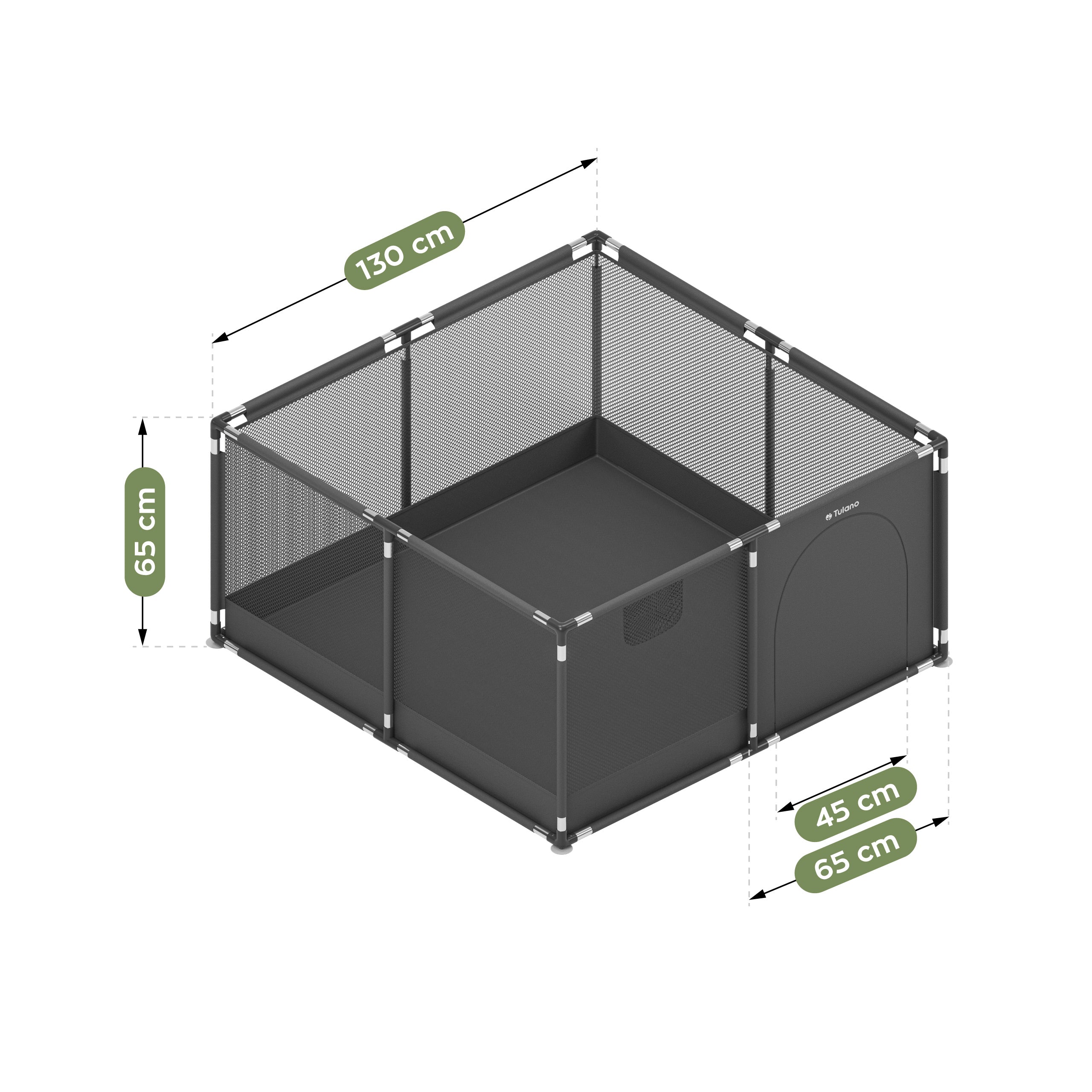 Detský ohrádka Tulano Cozy 20 Graphite – 130 cm