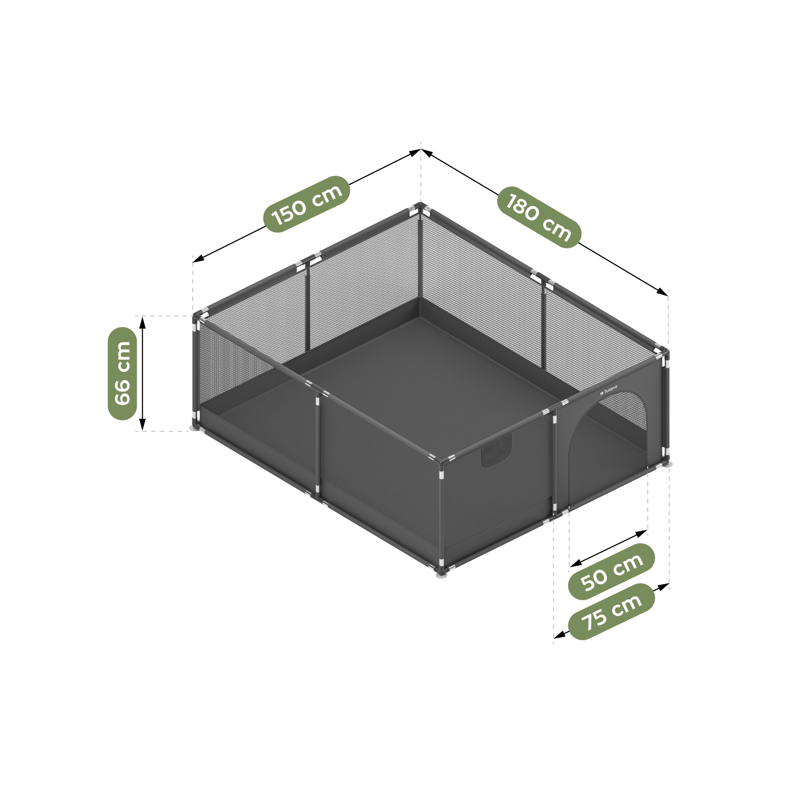 Detský ohrádka Tulano Cozy 25 Graphite – 150 cm
