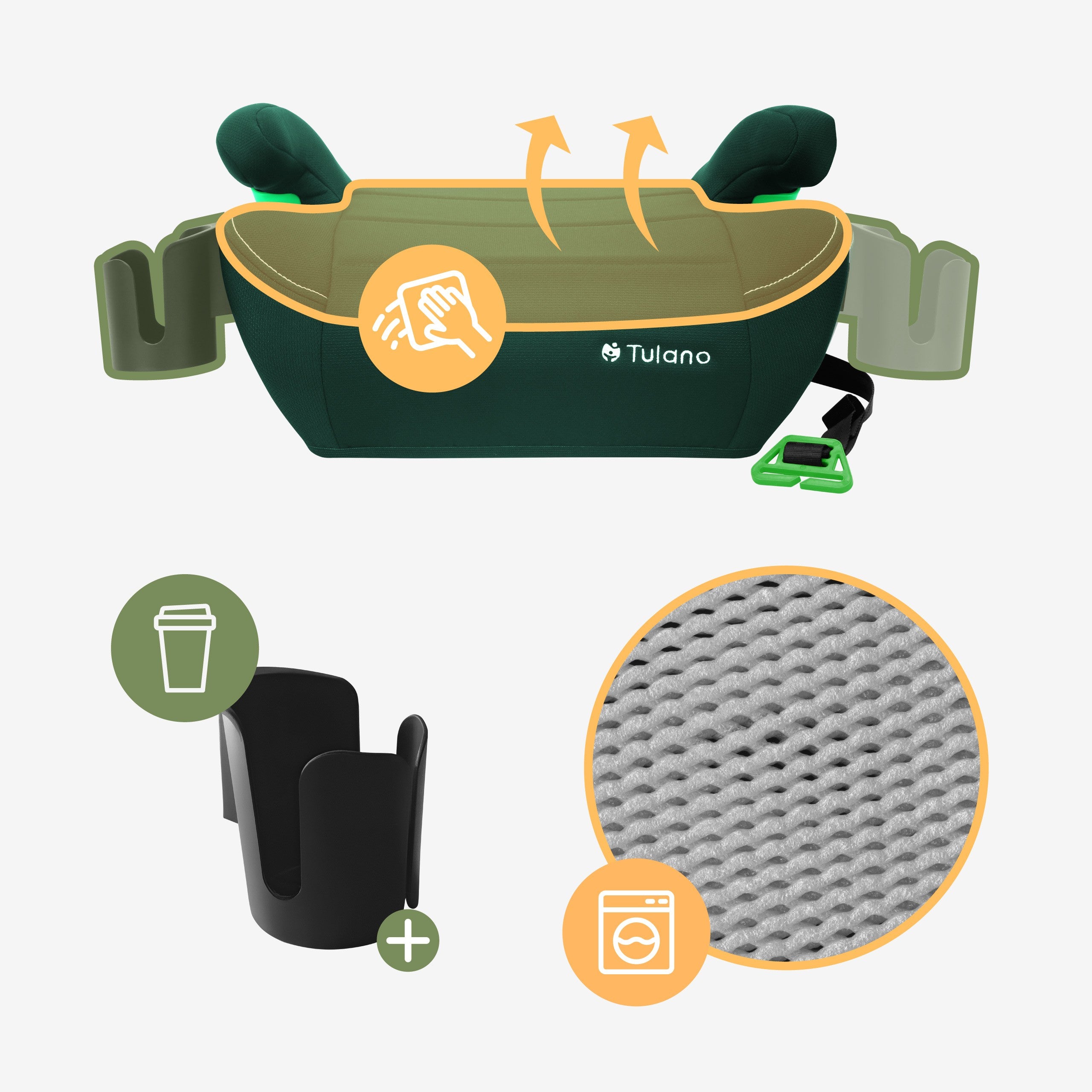 Detská autosedačka s podstavcom Tulano Cabby 25 Green 125–150 cm I-Size