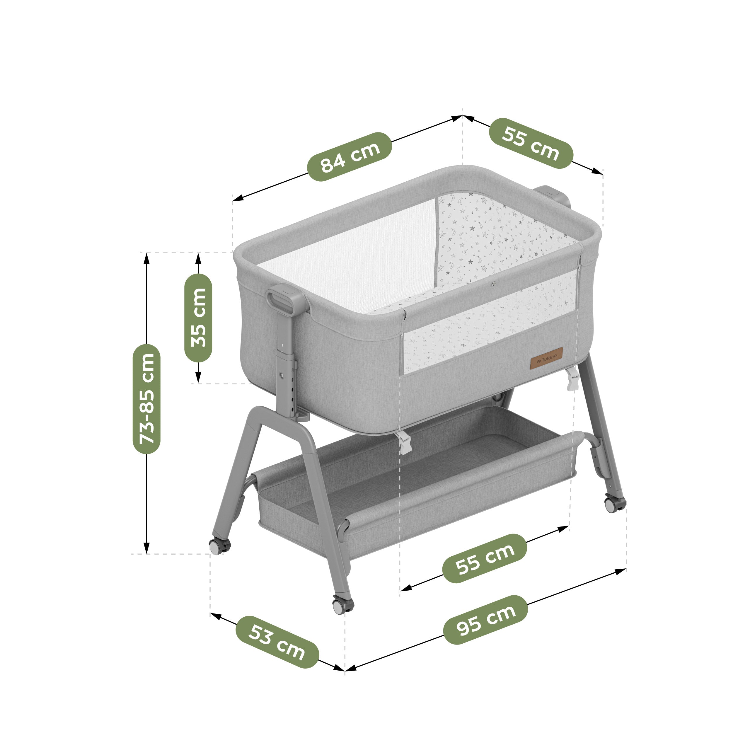 Doplnková detská postieľka 3 v 1 Tulano Dream 50 Light-Grey