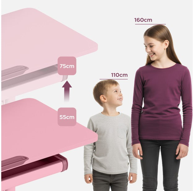 Ergonomický detský písací stôl Mark Adler Study 5.0 Pink 90 cm