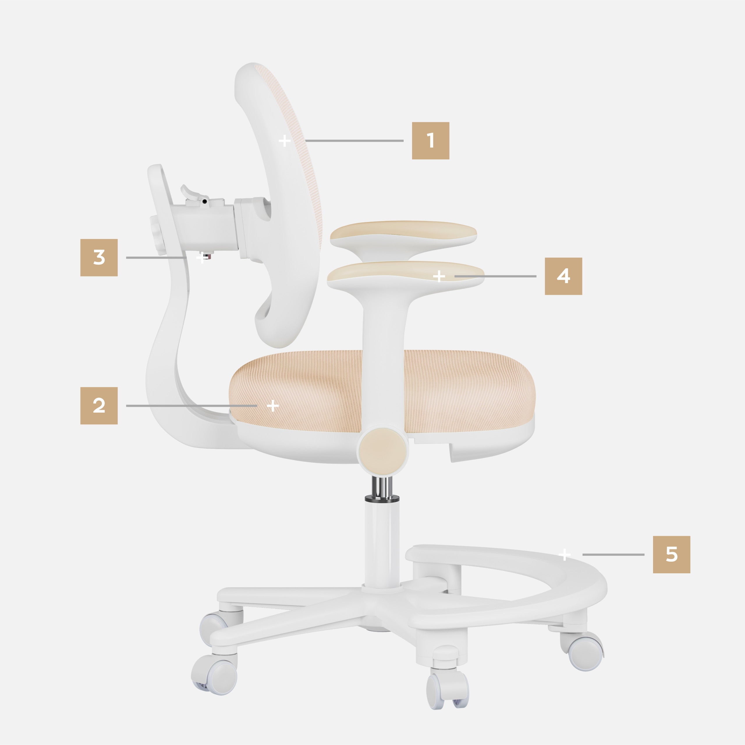 Ergonomická detská stolička k písacímu stolu Mark Adler Junior 3.6 Beige