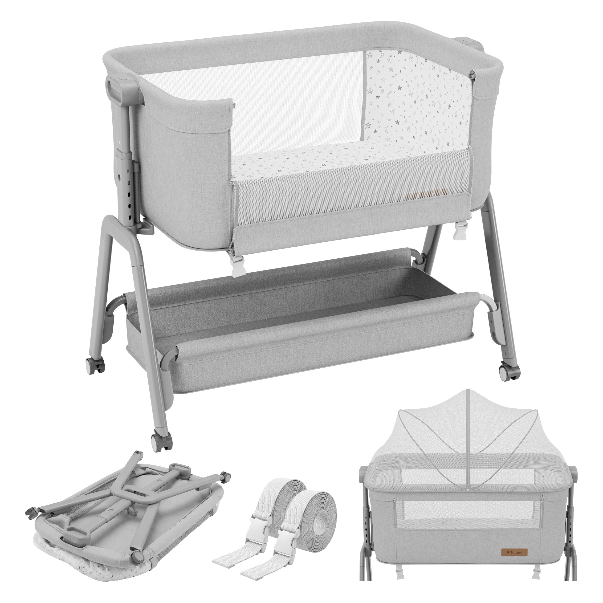 Doplnková detská postieľka 3 v 1 Tulano Dream 50 Light-Grey