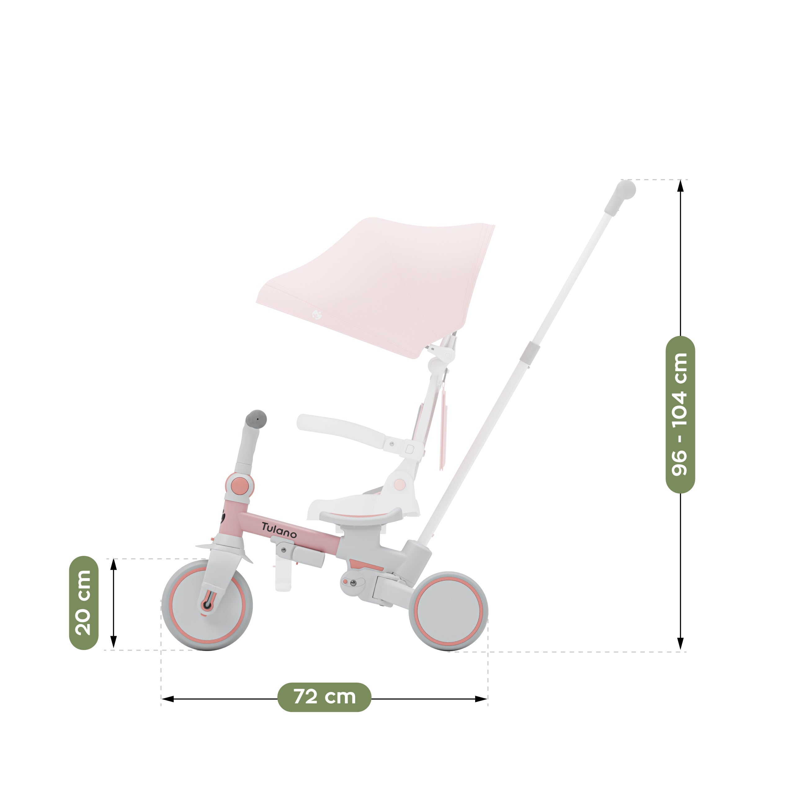 Trojkolesový bicykel Tulano 4 v 1 Noah 35 Pink
