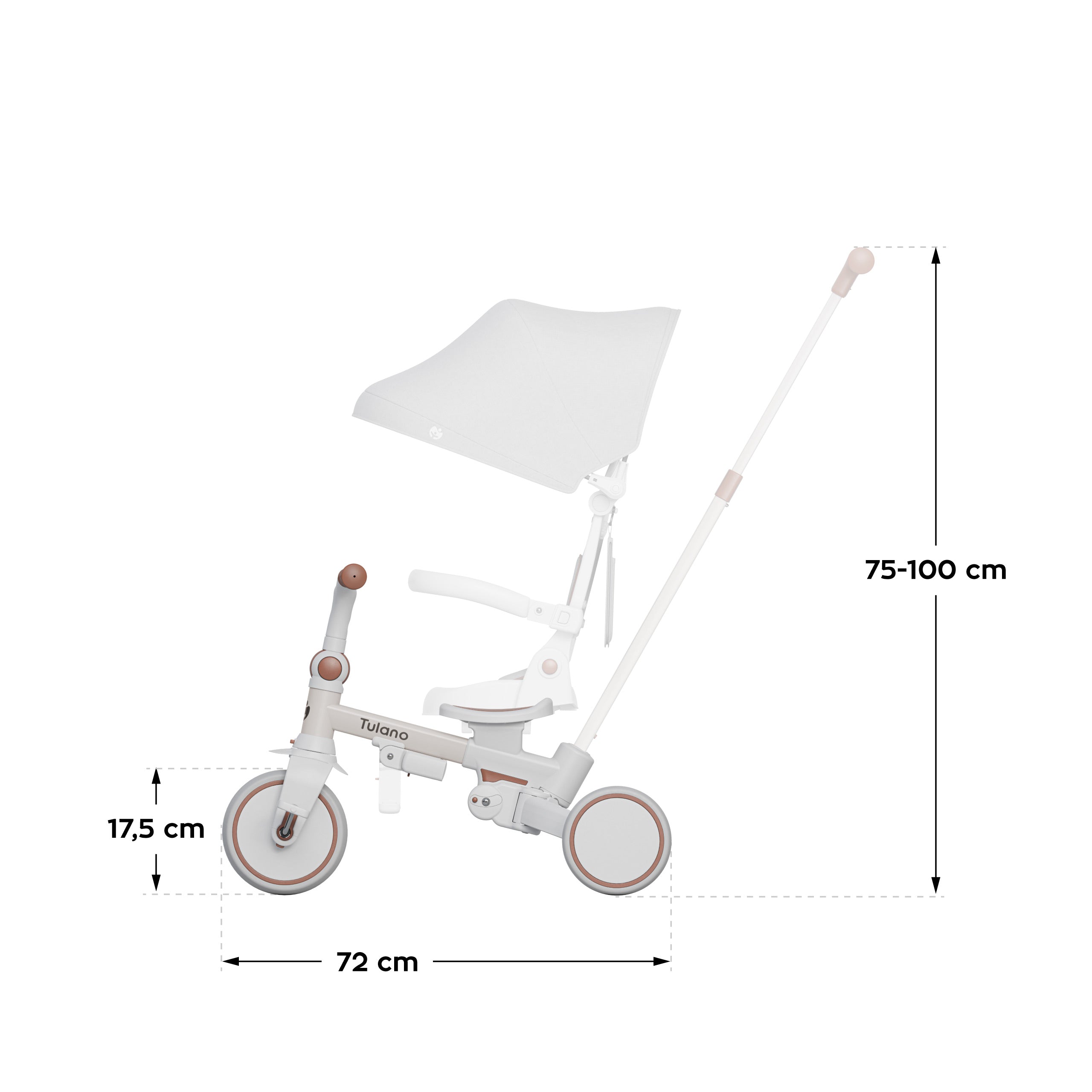 Trojkolesový bicykel Tulano 4 v 1 Noah 35 Grey