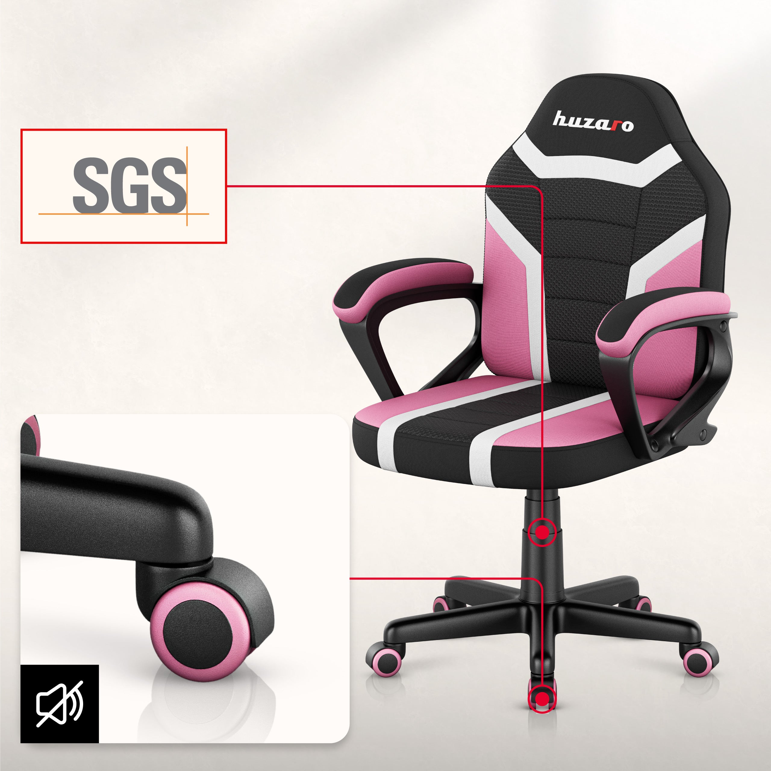Detské herné kreslo HUZARO RANGER 1.0 Pink Mesh