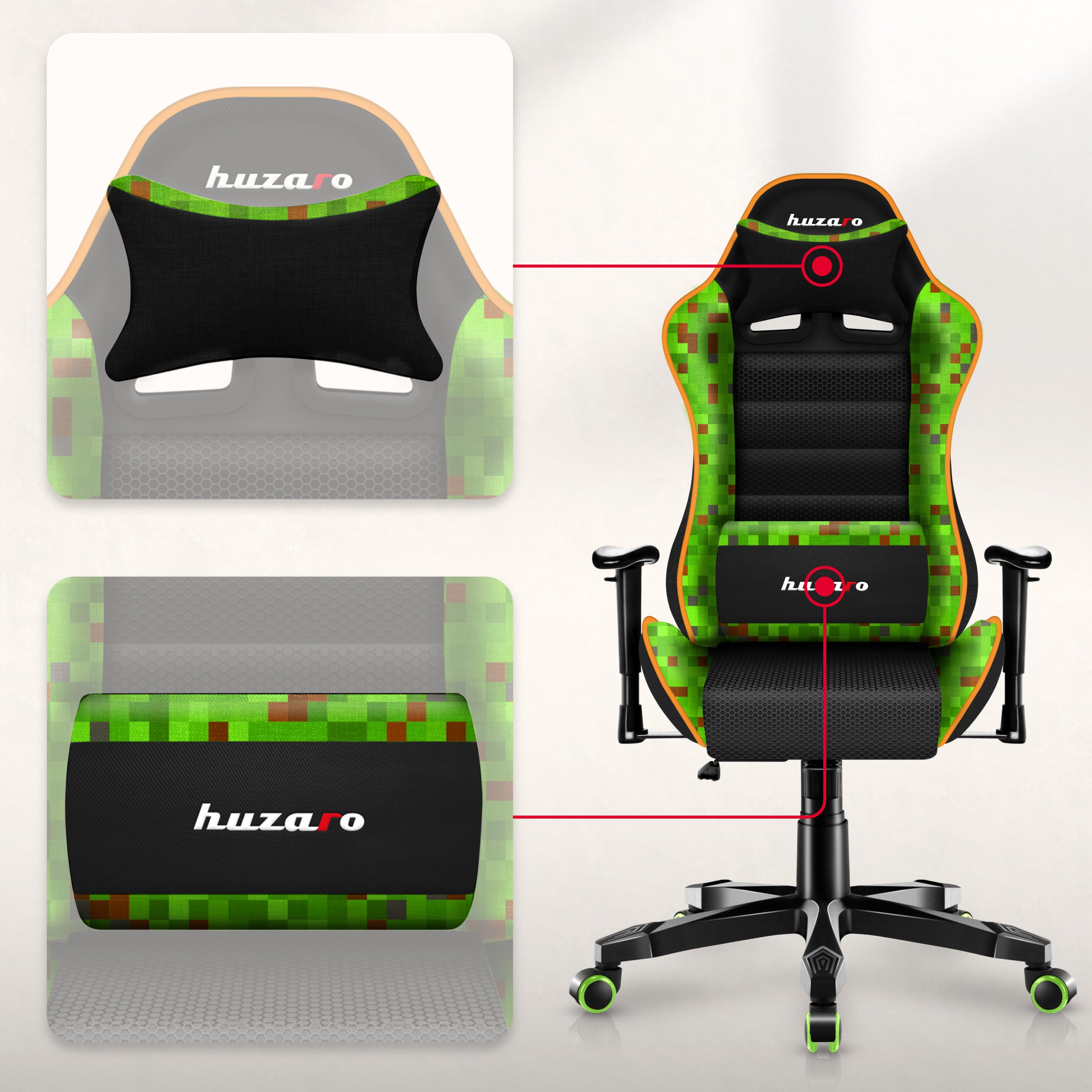 Detské herné kreslo HUZARO RANGER 6.0 Pixel Mesh
