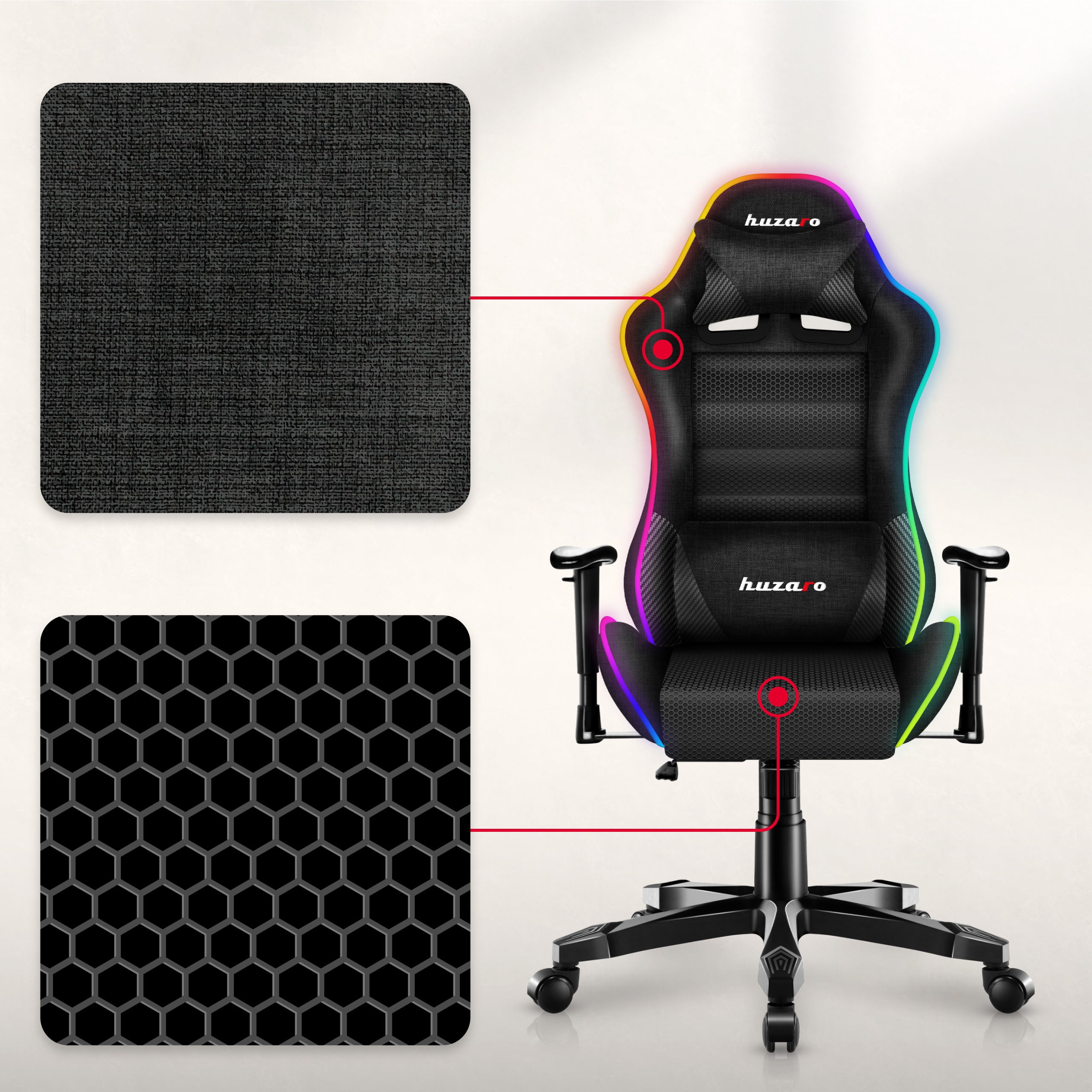 Detské herné kreslo HUZARO RANGER 6.0 RGB Mesh