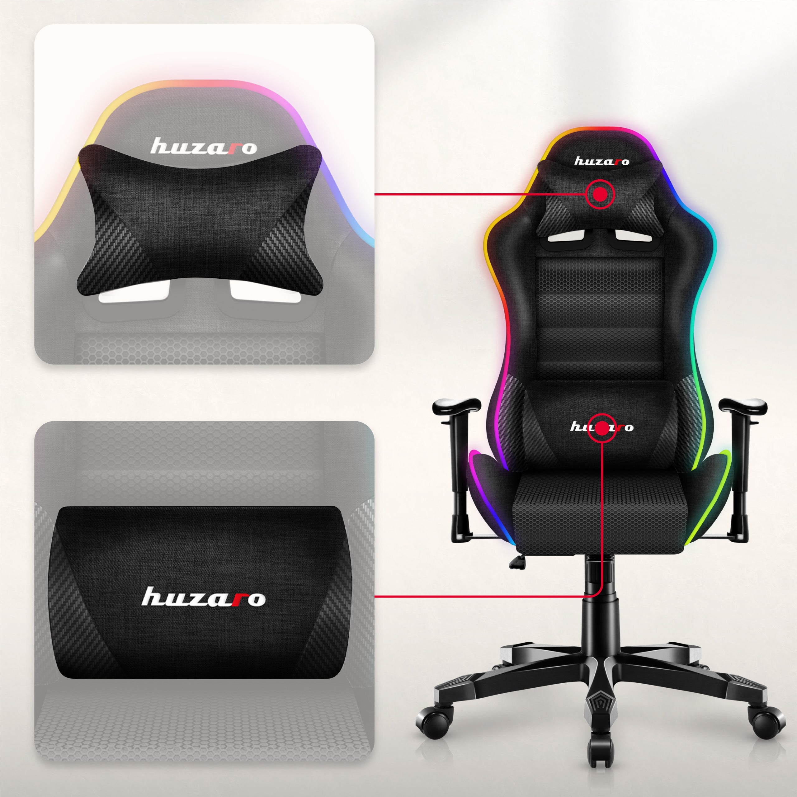 Detské herné kreslo HUZARO RANGER 6.0 RGB Mesh