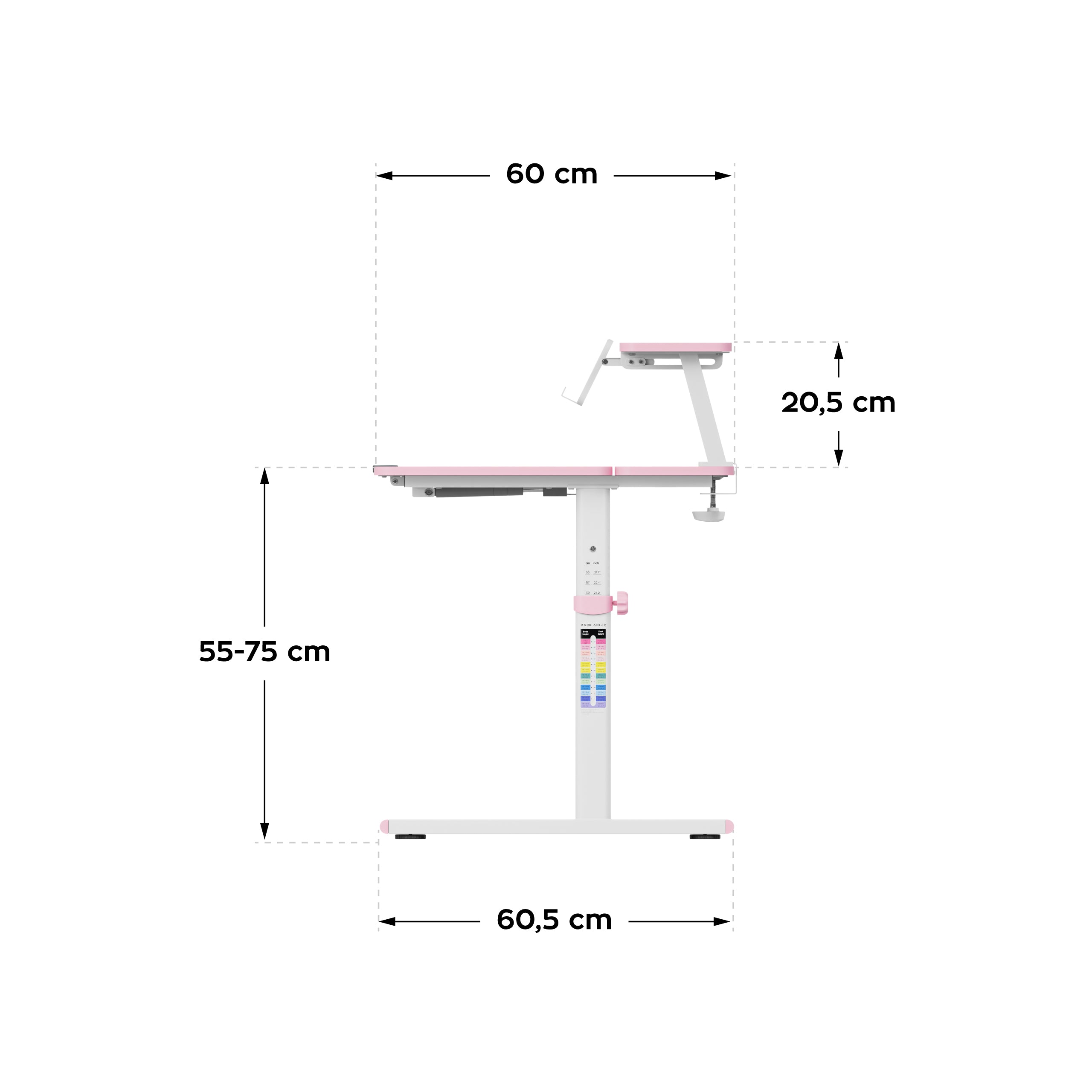Detský stôl s nastaviteľnou výškou Mark Adler Study 3.7 Pink 90 cm