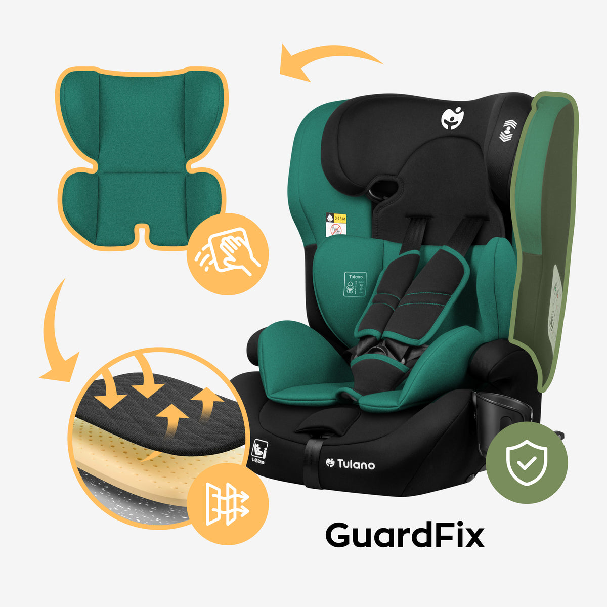 Detská autosedačka Tulano 76-150 cm Zooma 45 Green I-Size