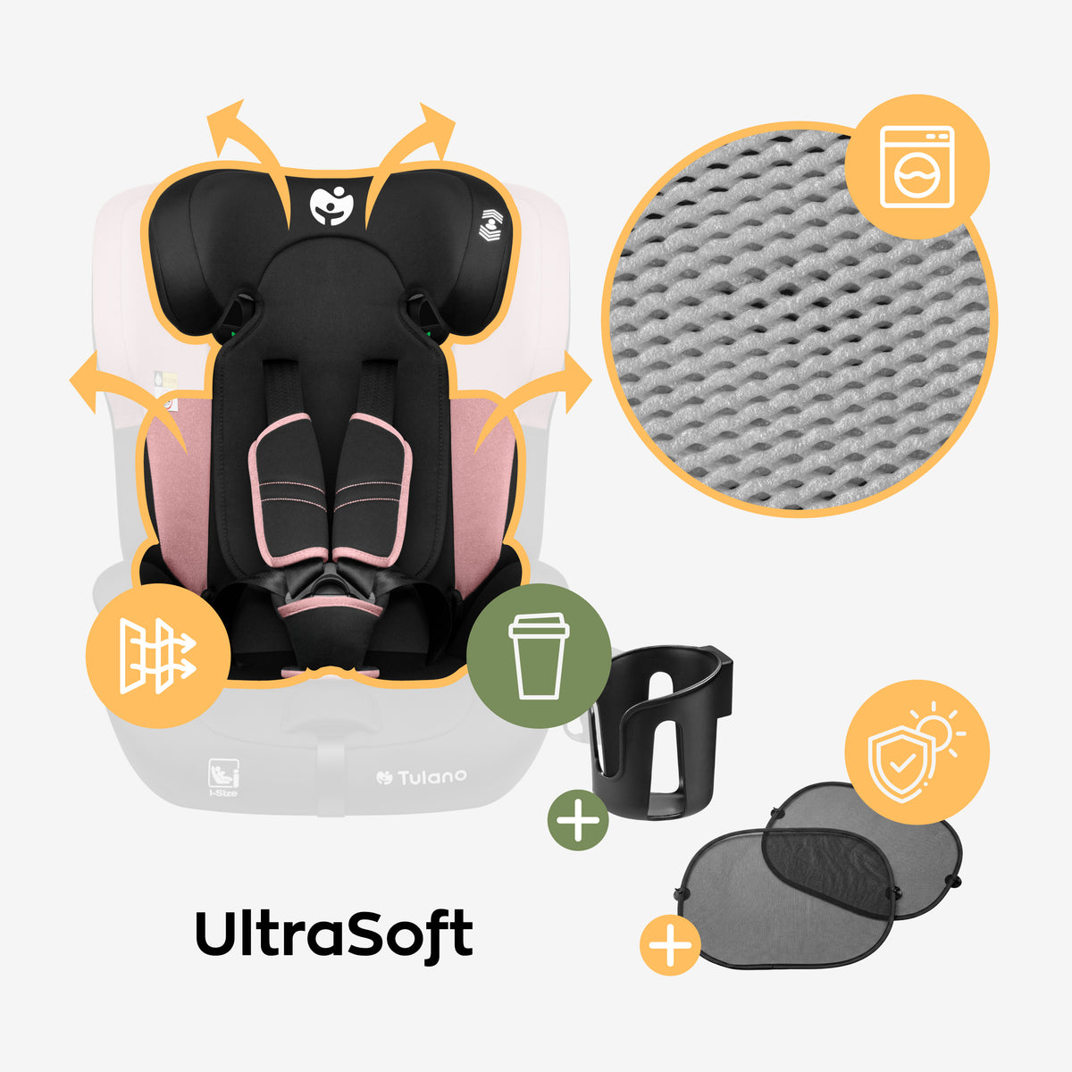 Detská autosedačka Tulano 76-150 cm Zooma 45 Pink I-Size